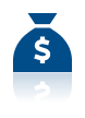 money sack icon in blue